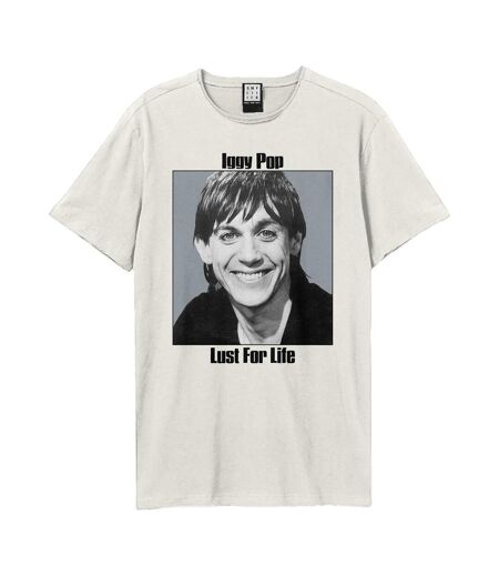 Unisex Adult Lust For Life Iggy Pop T-shirt Vintage White Amplified