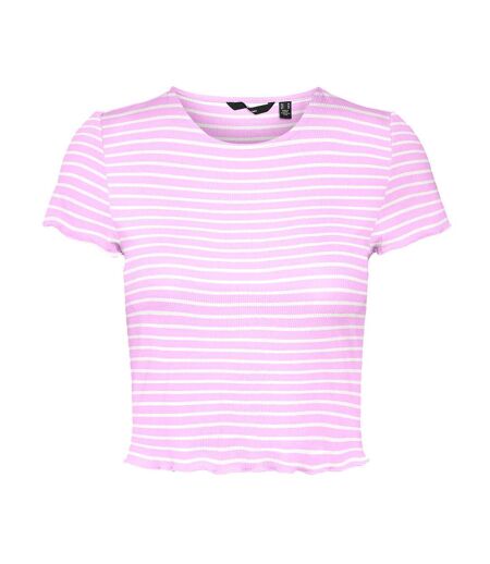 T-Shirt Rose/Blanc Femme Vero Moda Madi Jill - L