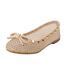 Womens/ladies Studded Trim Mesh Ballet Flats Nude Where´s That From-2