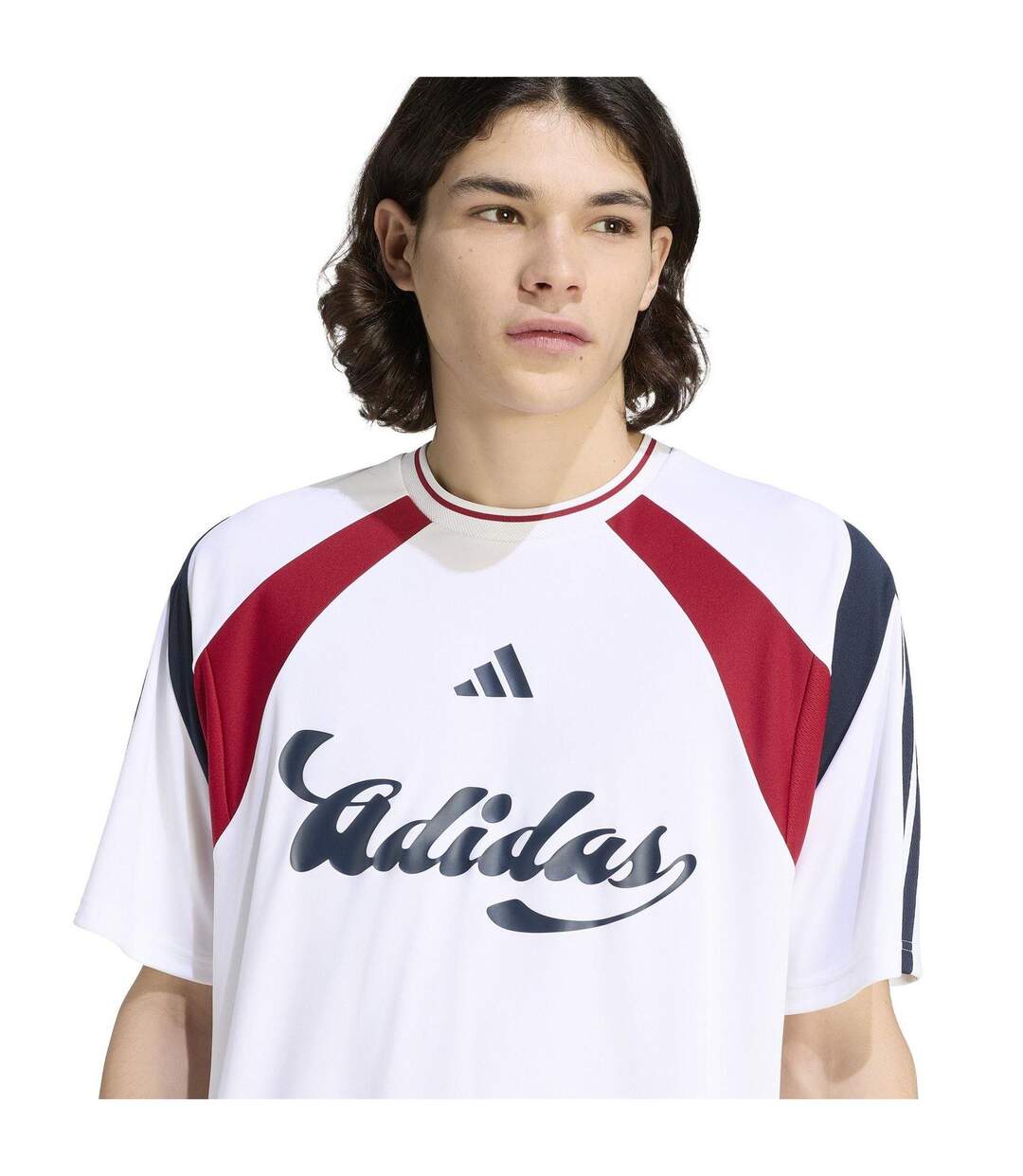 T-shirt Manches Raglan Hot Homme Blanc Rouge Adidas-4