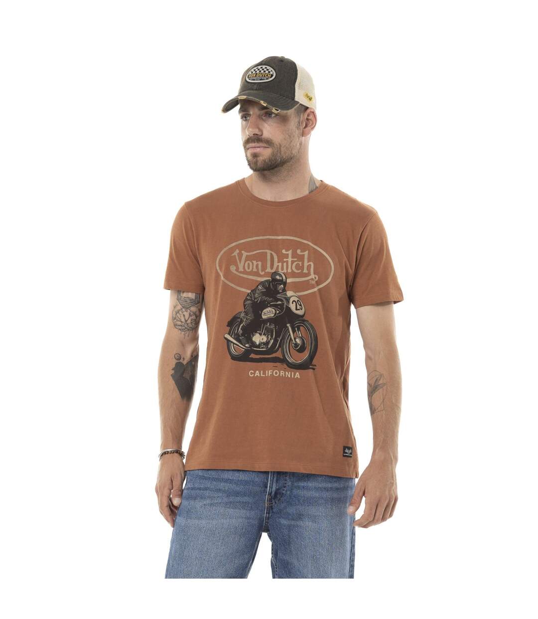 T-shirt homme regular en jersey 160gr print devant Racer Vondutch-1