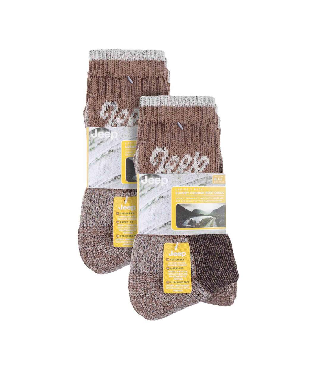 JEEP - 6 Paires Chaussettes Femme Coton Randonnée Respirantes Rembourrées-2