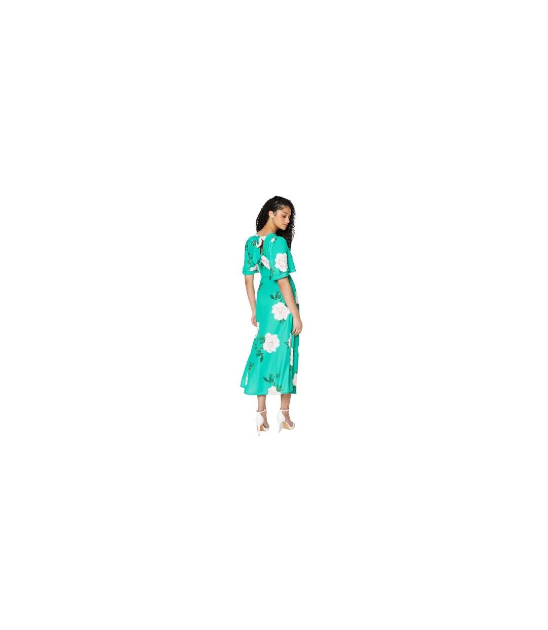 Womens/ladies floral tall flutter midi dress green Dorothy Perkins-2