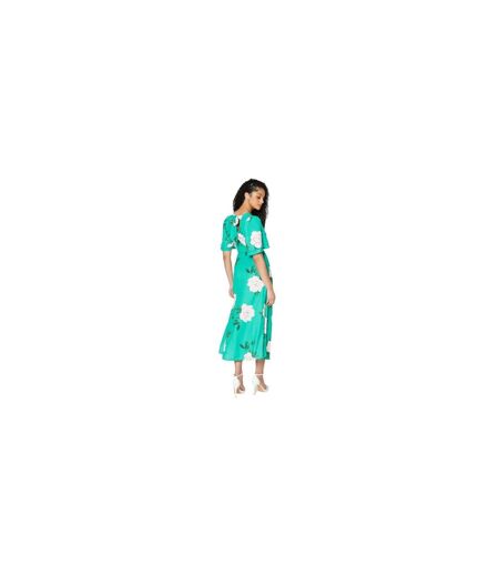 Womens/ladies floral tall flutter midi dress green Dorothy Perkins
