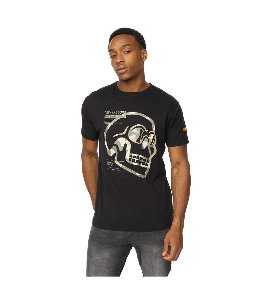 T-shirt Skullmatic Homme Noir Duck And Cover-4