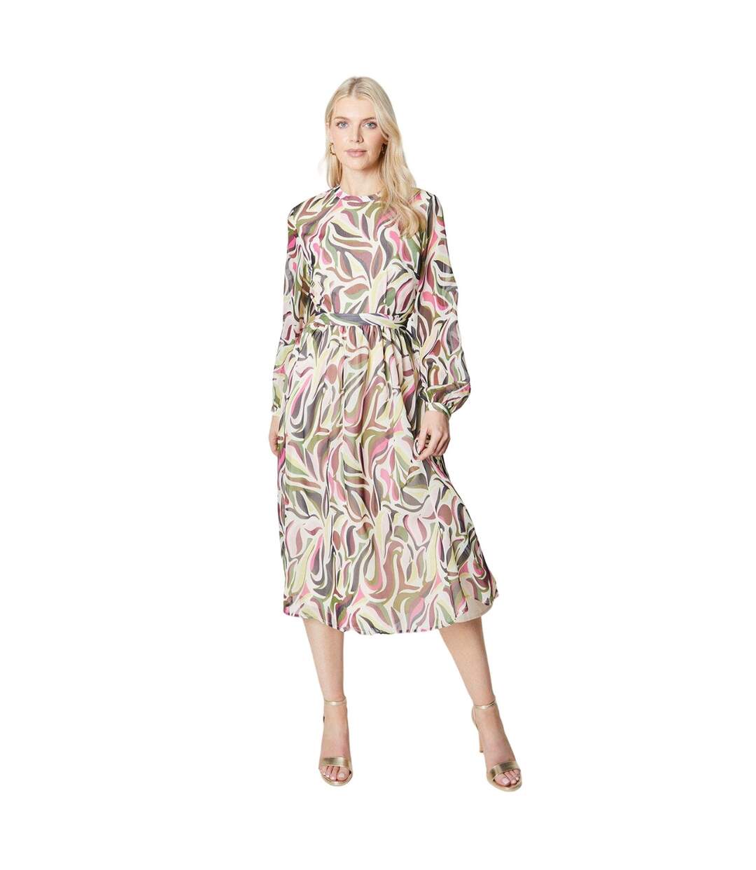 Womens/ladies abstract pleated midi dress multicoloured Principles