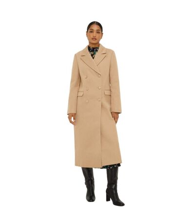 Womens/ladies maxi double-breasted coat camel Dorothy Perkins