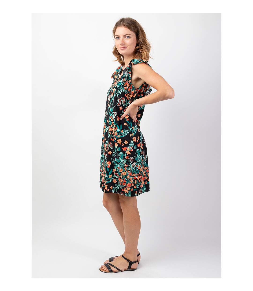 Robe courte d'été femme  ZOLA motif floral Coton Du Monde