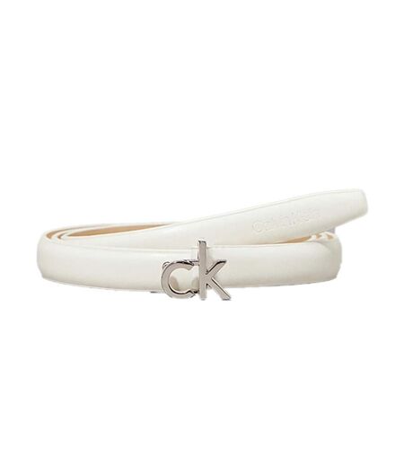 Ceinture blanche femme calvin klein jeans ck buckle skinny
