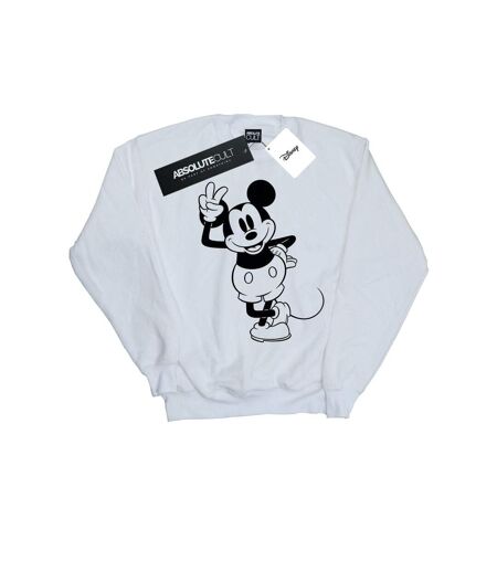 Disney Sweatshirt Womens/Ladies Mickey Mouse Peace Hand (Blanc) - UTBI28315
