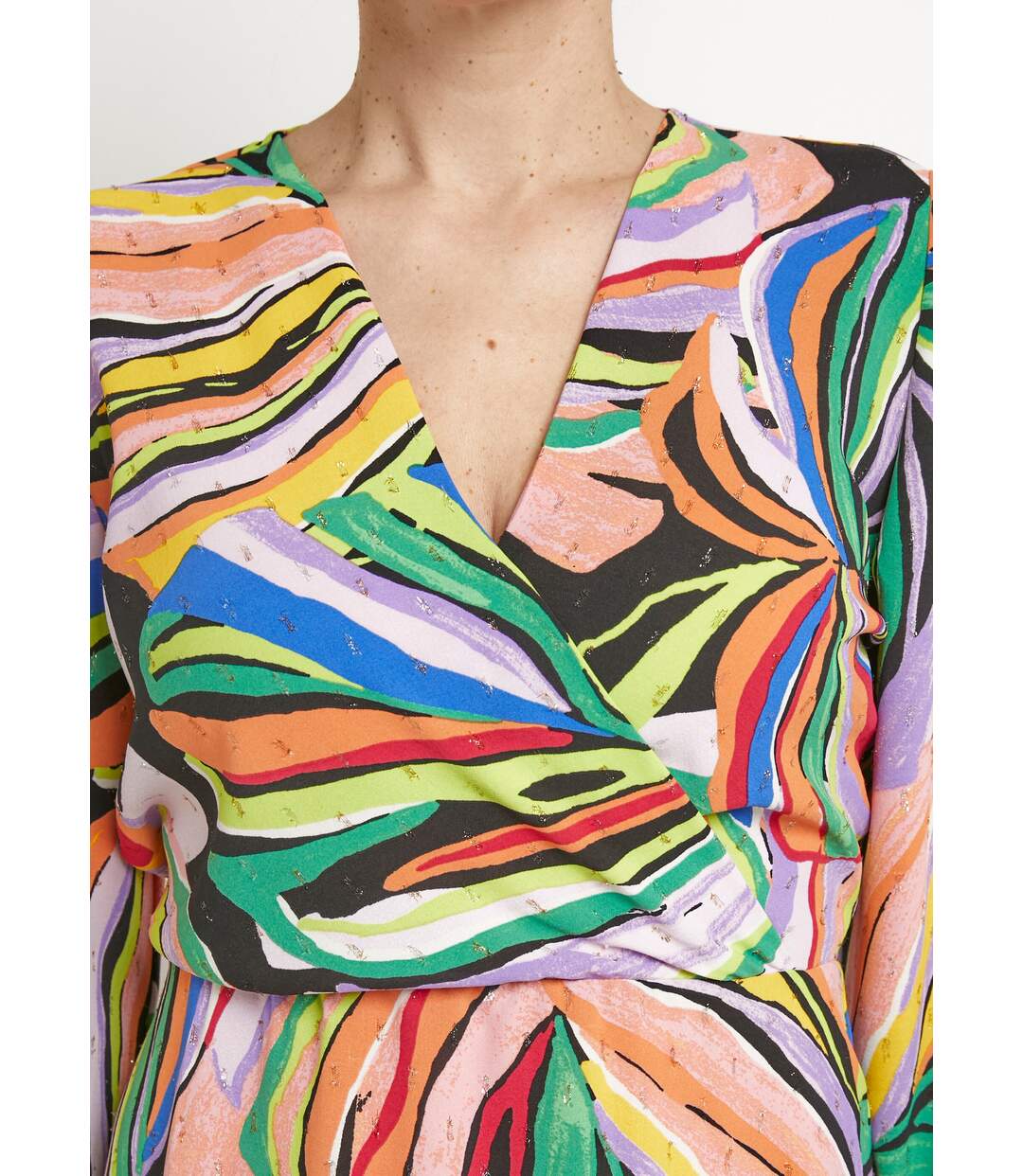 Robe courte imprimé feuillage graphique-3