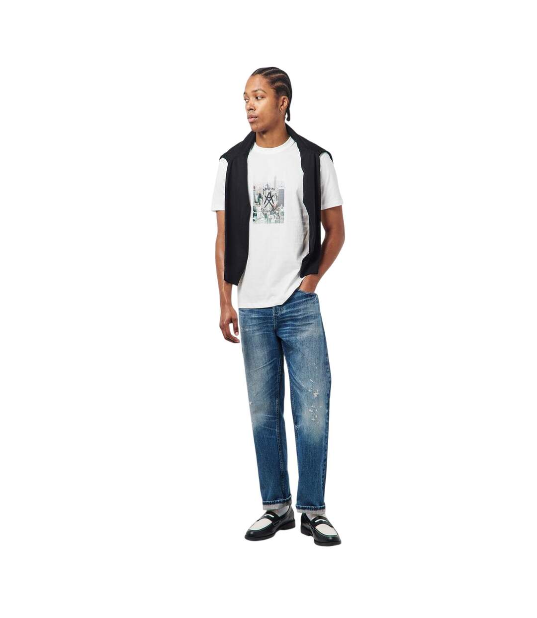 T-shirt Motif/style Ligne D´horizon Homme Blanc Cassé Armani Exchange-1