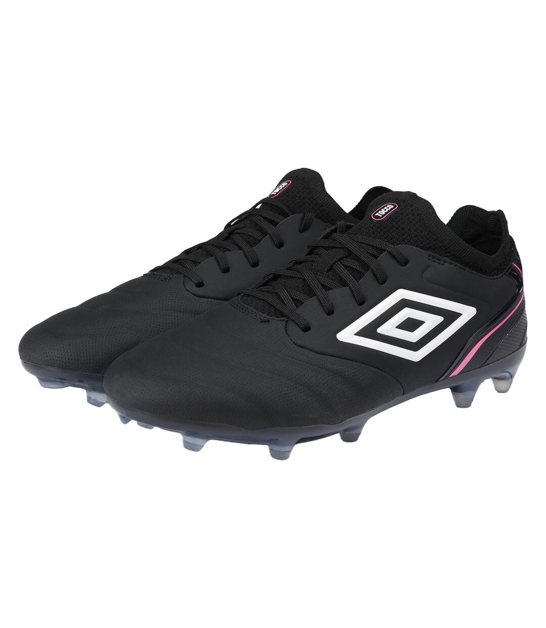 Mens Tocco V Pro Leather Firm Ground Football Boots Black White Pink Glow Umbro-4