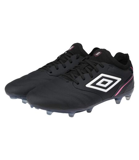 Mens Tocco V Pro Leather Firm Ground Football Boots Black White Pink Glow Umbro