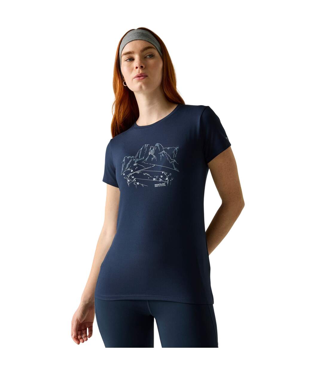 T-shirt Manches Courtes Motif/style Paysage Fingal Femme Bleu Marine Imprimé Graphique Regatta-1