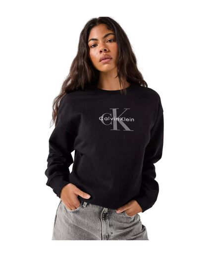 Womens/ladies Logo Long-sleeved Sweatshirt Black Calvin Klein