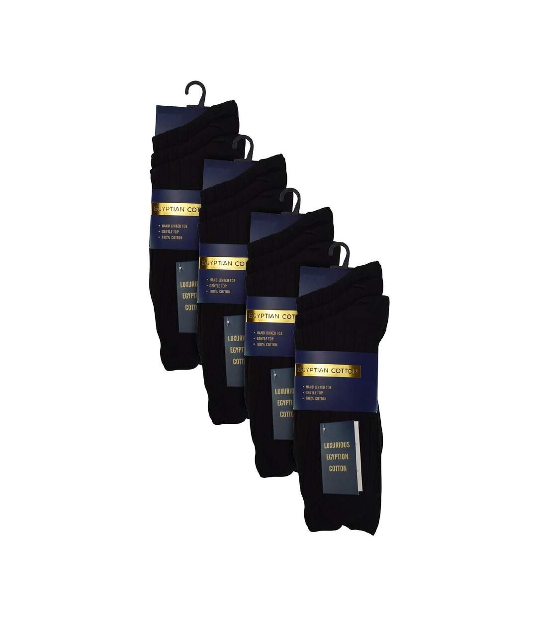12 Pair Mens 100% Egyptian Cotton Luxury Seamless Mid Calf Black Socks-2