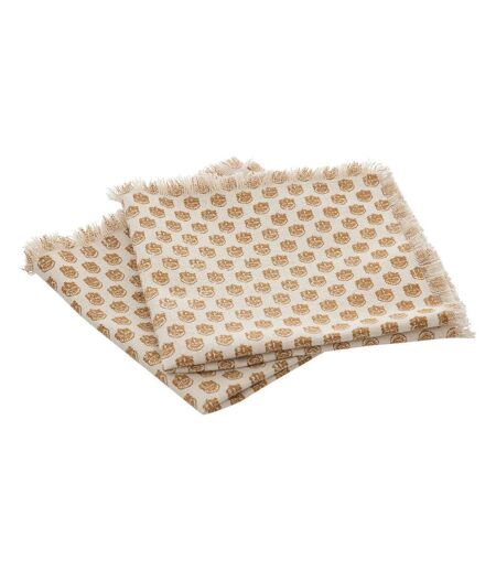Lot de 2 Serviettes de Table Imprimé Maha 40x40cm Beige