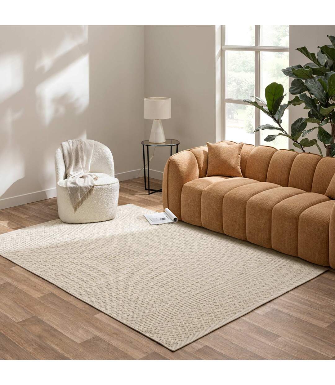 Tapis Tissé en Relief Sinata 160x230cm Naturel-4