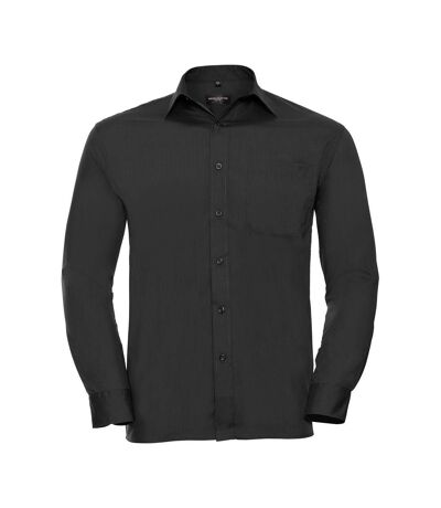 Russell Collection Mens Poplin Easy-Care Long-Sleeved Shirt (Black)