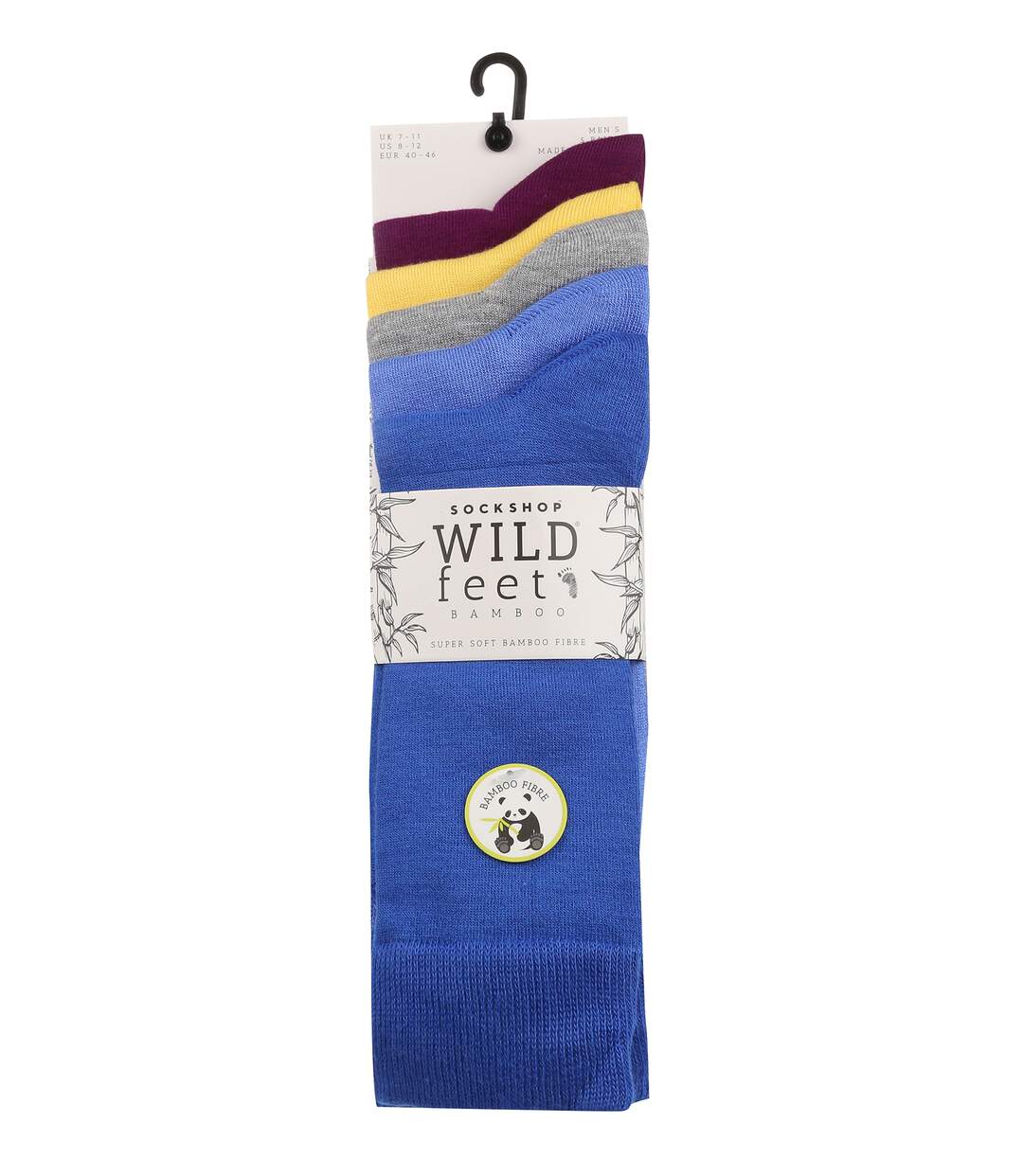 Wild Feet - 5 Pk Mens Plain Coloured Bamboo Socks-2