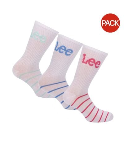 Chaussettes De Sport Style Rayures Contrastées Femme Blanc Lee