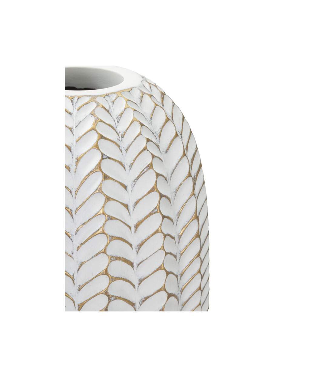 Vase Déco en Résine Leaf 46cm Blanc-2