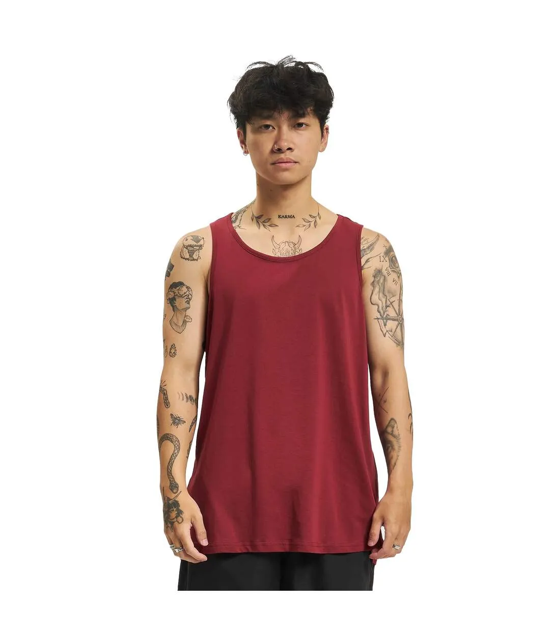 Débardeur Motif/style Uni Homme Bordeaux Build Your Brand-1