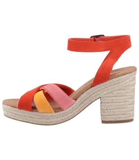 Womens/ladies Majorca Strappy Suede Sandals Flame Toms