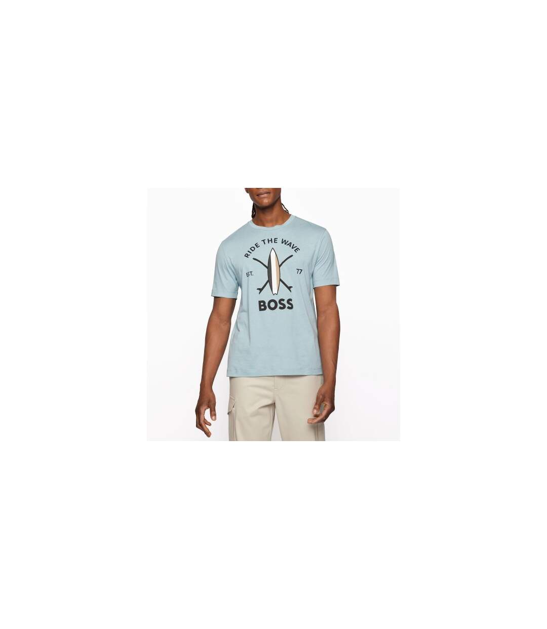 Mens Tylan T-shirt Turquoise Boss-1