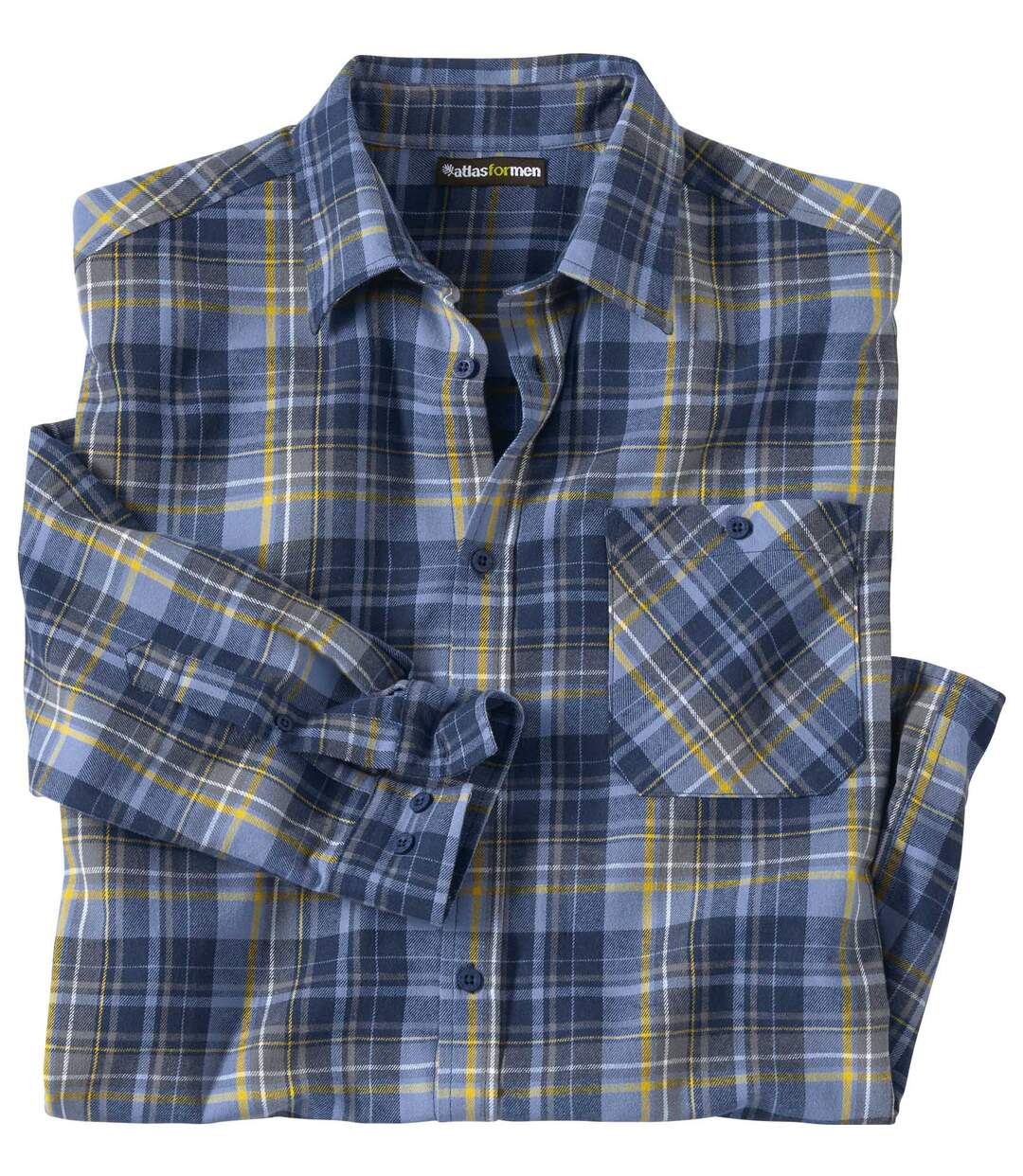 Men's Blue Checked Flannel Shirt Atlas For Men