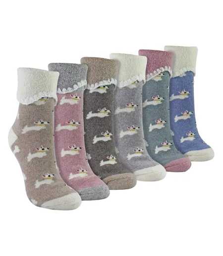 Sock Snob - 6 paires femme de chaussettes de lit épaisses et chaudes en laine