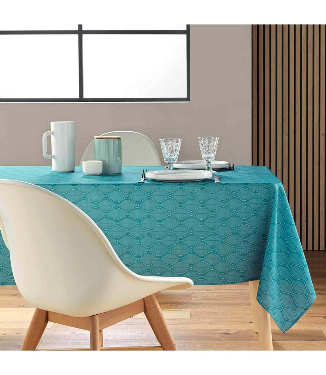 Nappe Antitache Imprimé Ofelis 145x240cm Bleu-4