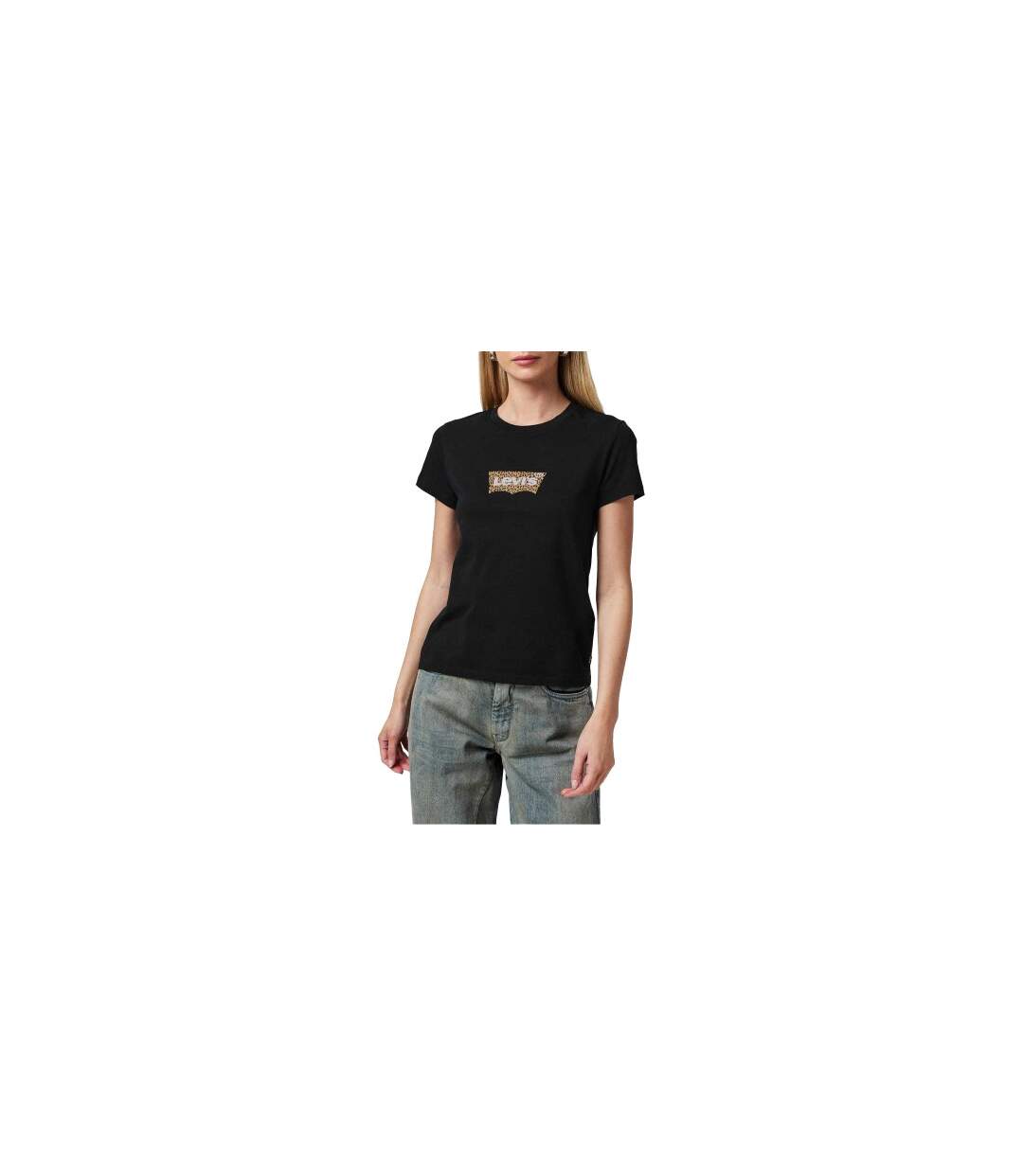 Womens/ladies Graphic Print T-shirt Black Levis-1