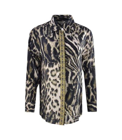 Womens/ladies Siberia 1927 Animal Print Shirt Brown Inoa