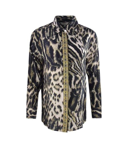 Womens/ladies Siberia 1927 Animal Print Shirt Brown Inoa