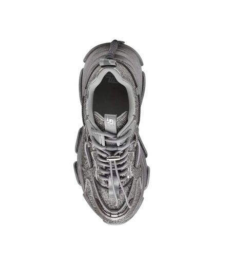 Womens/ladies Vault 2r Glitter Platform Trainers Silver Steve Madden