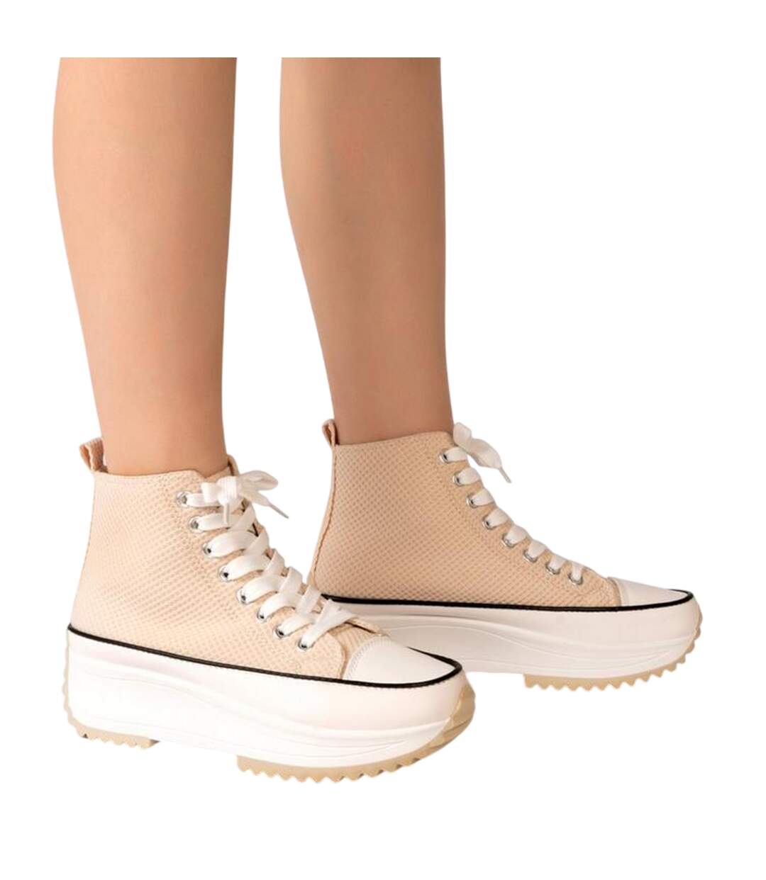 Womens/ladies Platform High Top Trainers Beige Firetrap-3