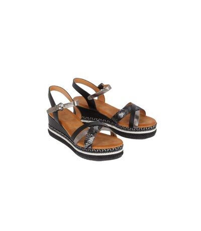 Good For The Sole Womens/Ladies Amber Wide Wedge Sandals (Black) - UTDP2071