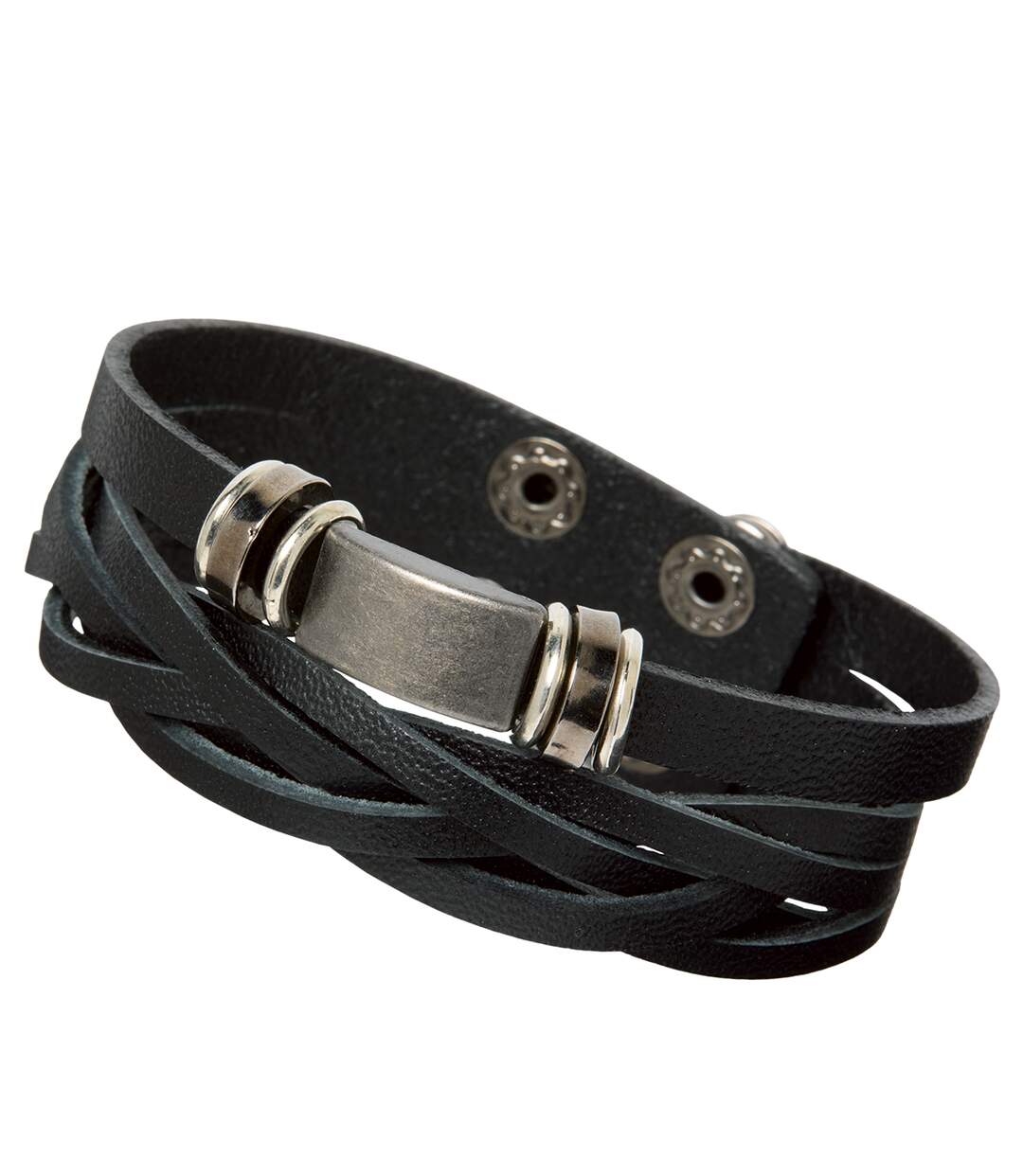 Das Herrenarmband aus Metall und Kunstleder-1