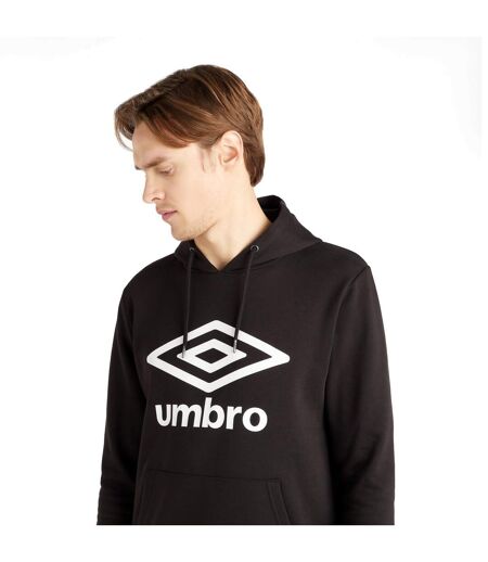 Umbro Mens Team Stacked Logo Hoodie (Black/White) - UTUO1827