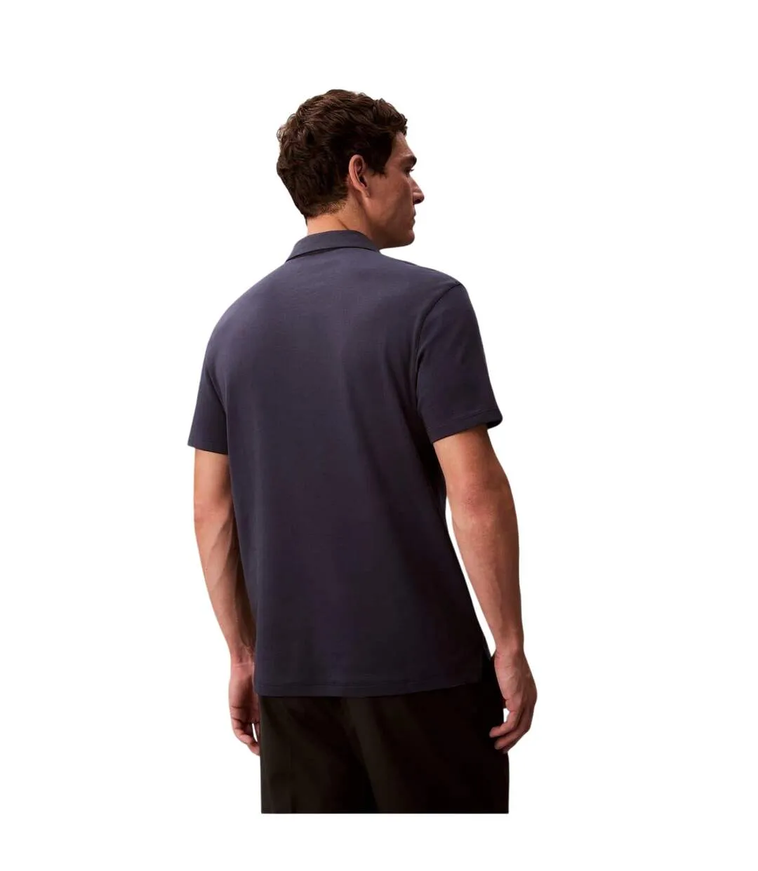 Mens Pima Cotton Collared Short-sleeved Polo Shirt Ink Calvin Klein-3
