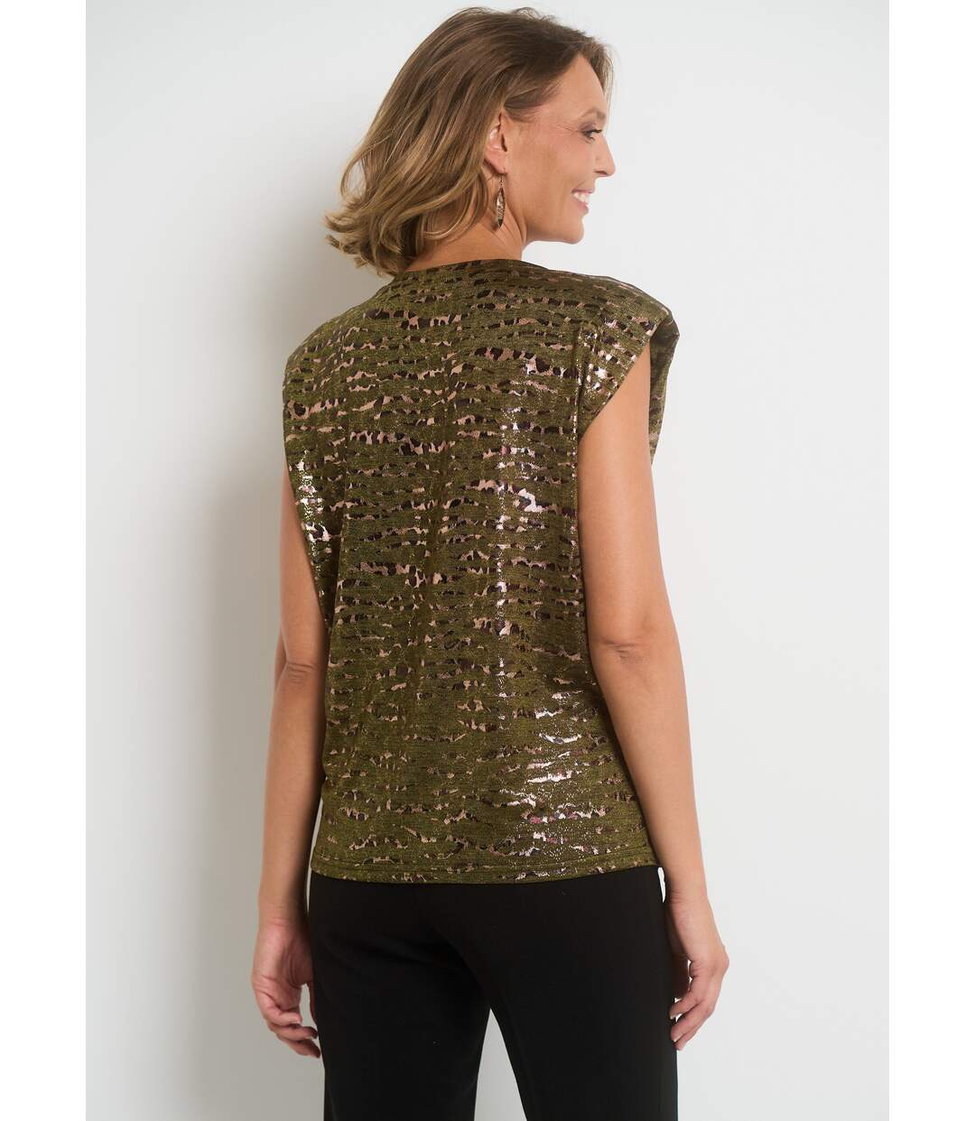 T-shirt imprimé animalier sans manches-2