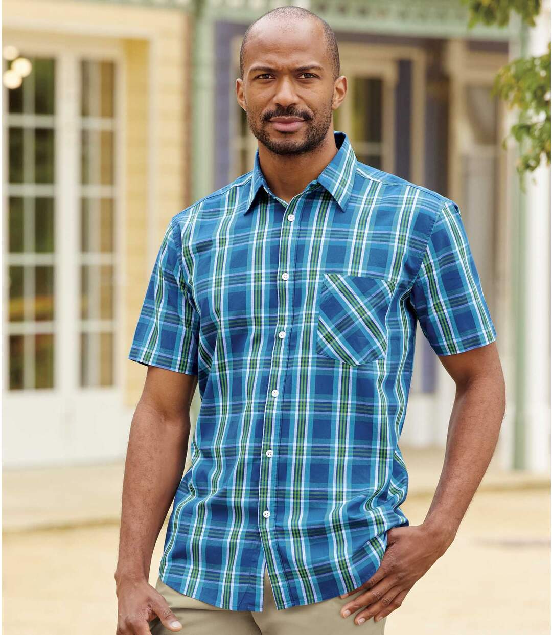 Men's Blue Checked Shirt Atlas For Men