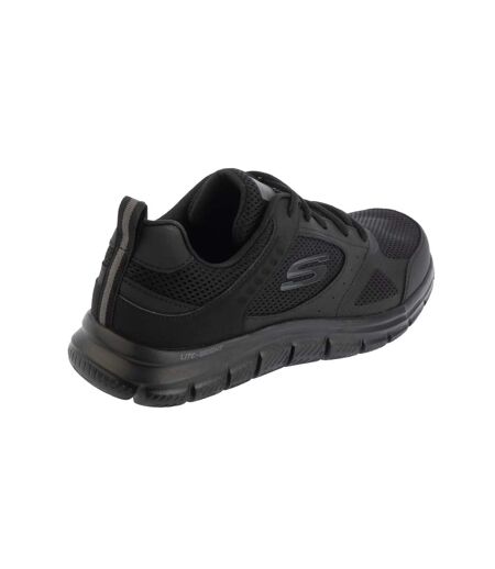 Mens track syntac coated leather trainers black Skechers