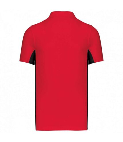 Kariban Mens Flag Polycotton Pique Polo Shirt (Red/Black)