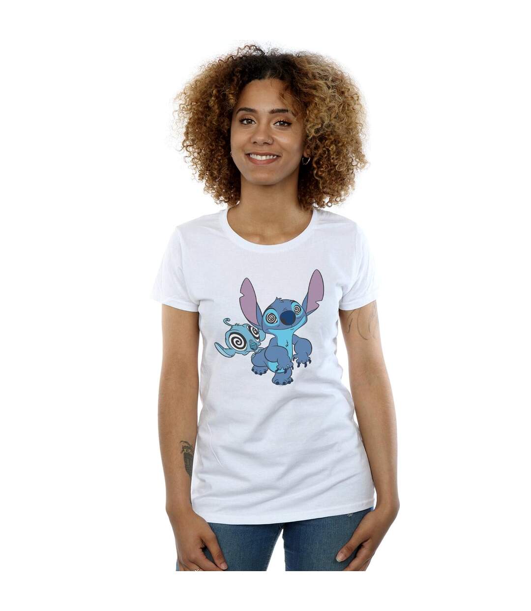 Disney T-shirt en coton hypnotisé Lilo And Stitch Femme/Femme (Blanc) - UTBI15540-2