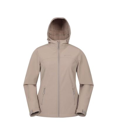 Womens/ladies Exodus Water Resistant Soft Shell Jacket Dark Beige Mountain Warehouse