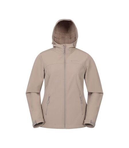 Womens/ladies Exodus Water Resistant Soft Shell Jacket Dark Beige Mountain Warehouse