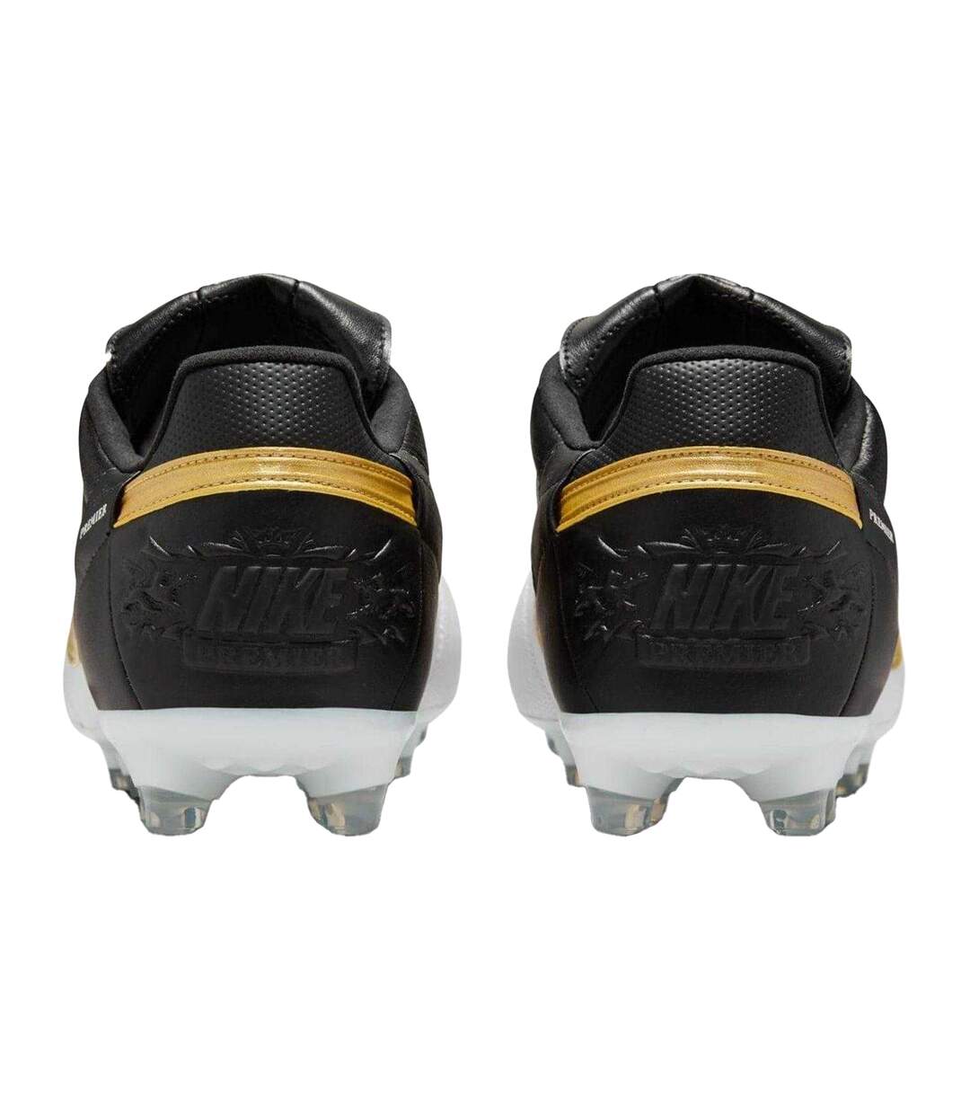 Mens Premier 3 Classic Leather Firm Ground Football Boots White Black Gold Nike-2